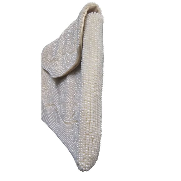 Vintage Hand-Beaded Ivory Clutch Purse Made in Japan Bridal bag - Picture 11 of 11